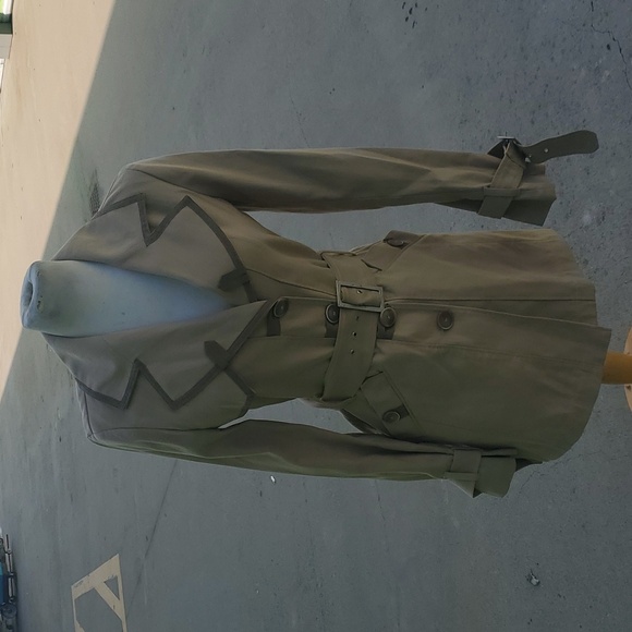 MaxMara Classics Khaki Mini Spy Trench coat, Melania Style Trench Wrap coat S/M - Picture 3 of 14